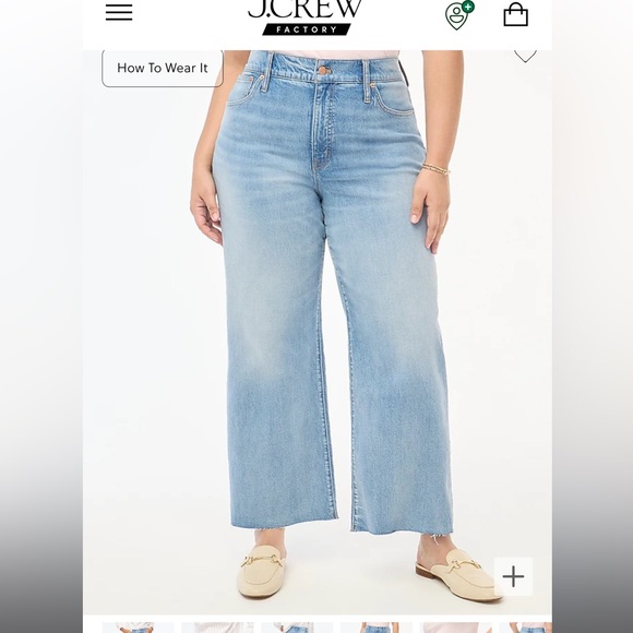 J. Crew Factory Petite wide leg crop jean in all day stretch - Picture 2 of 3